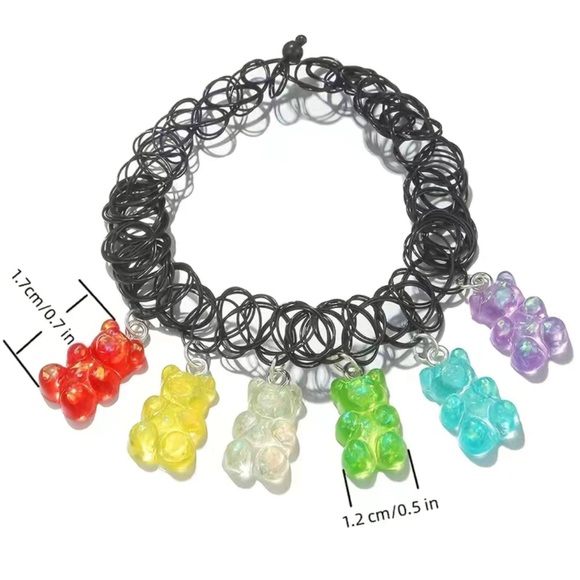 Adorable Rainbow Pendant Gummy Bear Charms Choker - Picture 3 of 3